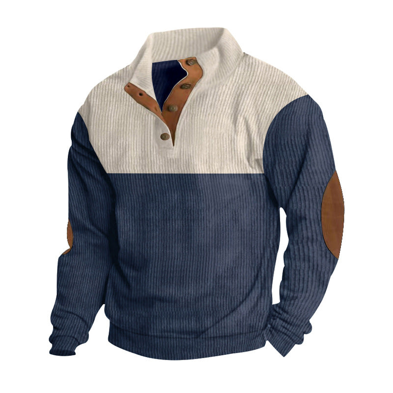 Herren modischer Stehkragen-Pullover mit eleganten Knöpfen Aliams