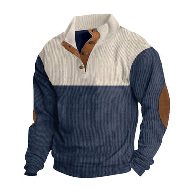 Herren modischer Stehkragen-Pullover mit eleganten Knöpfen Aliams