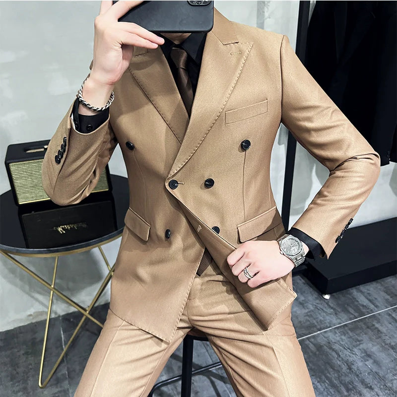 Khakifarbener Hochzeitsgast Anzug für Herren | Zweiteilig