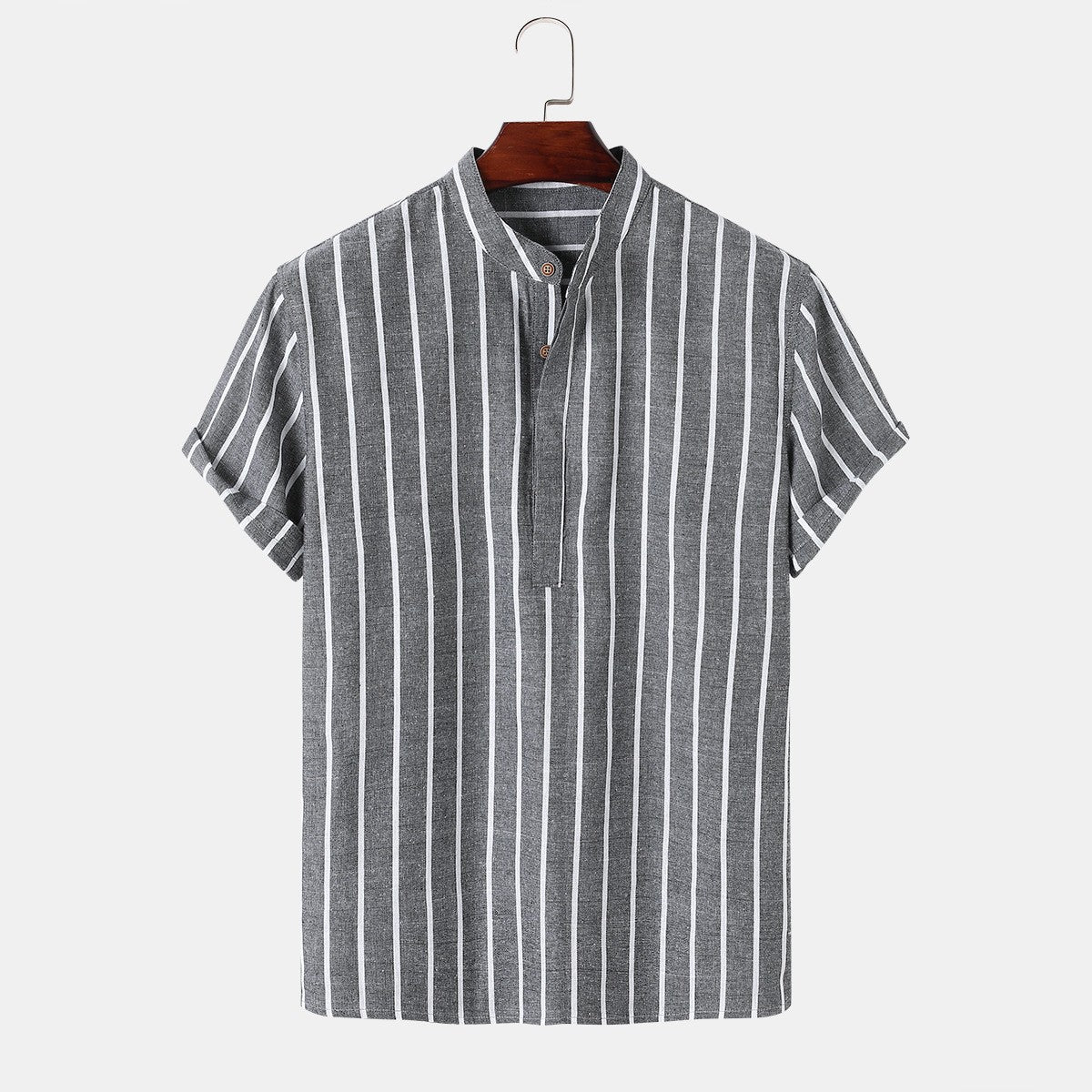 Samuel | Kurzarm-Henley-Sommerhemd mit Streifenmuster
