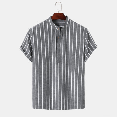 Samuel | Kurzarm-Henley-Sommerhemd mit Streifenmuster