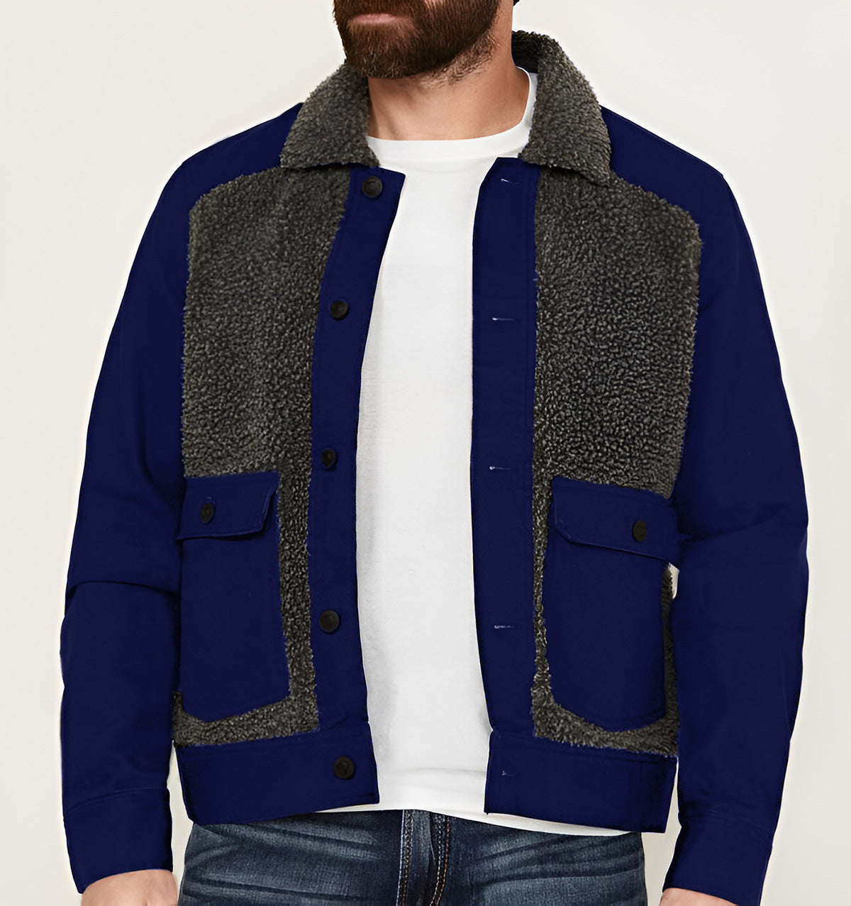 Herren Outdoor-Jacke mit Teddyfellkragen und funktionalen Taschen Aliams