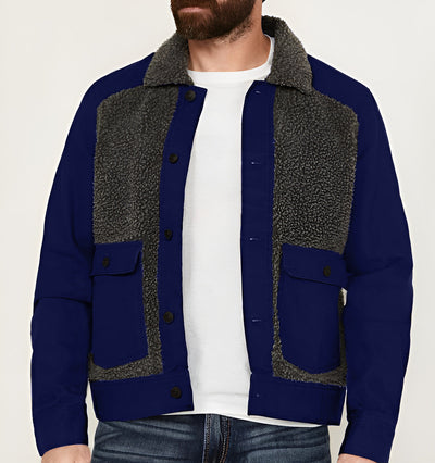 Herren Outdoor-Jacke mit Teddyfellkragen und funktionalen Taschen Aliams