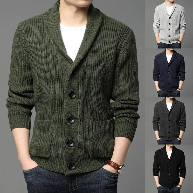 Herren Strickjacke mit hoch geschlossenem Kragen und praktischen Taschen Aliams
