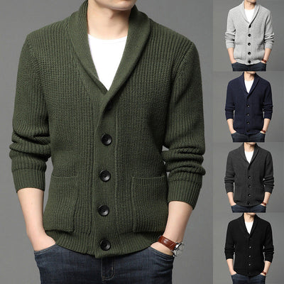 Herren Strickjacke mit hoch geschlossenem Kragen und praktischen Taschen Aliams