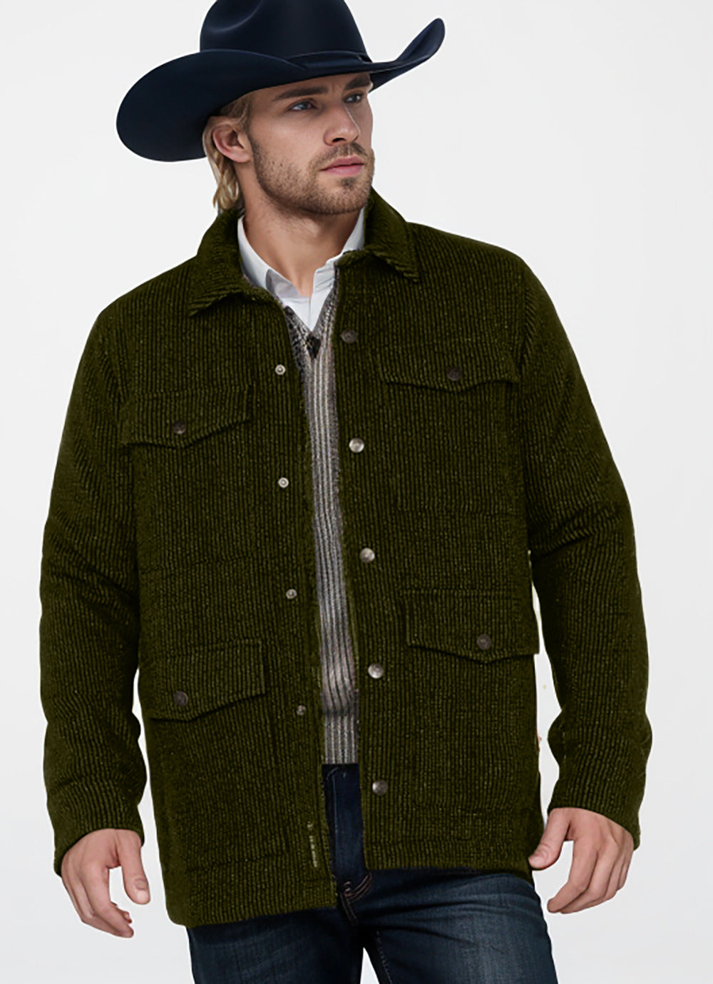 Herren strapazierfähige Utility-Jacke mit zwei großen Taschen Aliams