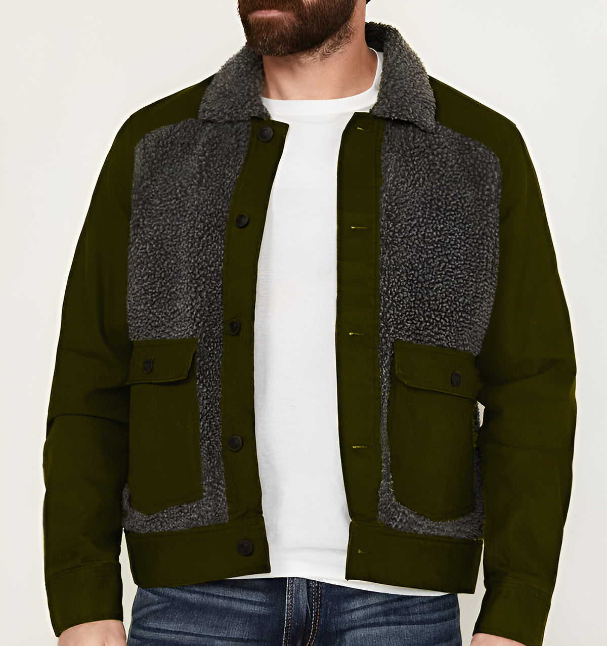 Herren Outdoor-Jacke mit Teddyfellkragen und funktionalen Taschen Aliams