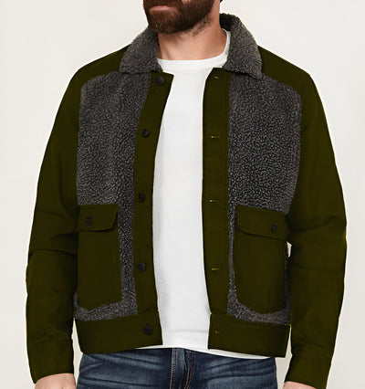 Herren Outdoor-Jacke mit Teddyfellkragen und funktionalen Taschen Aliams