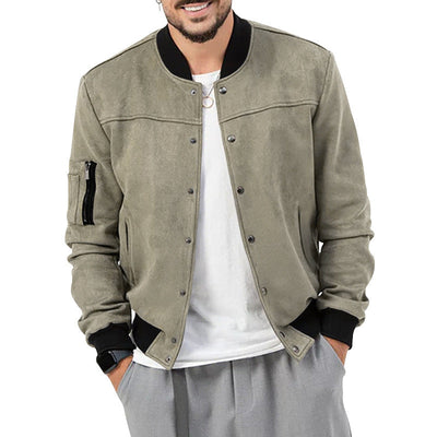 Herren stylische Wildlederjacke mit praktischen Reißverschlusstaschen Aliams