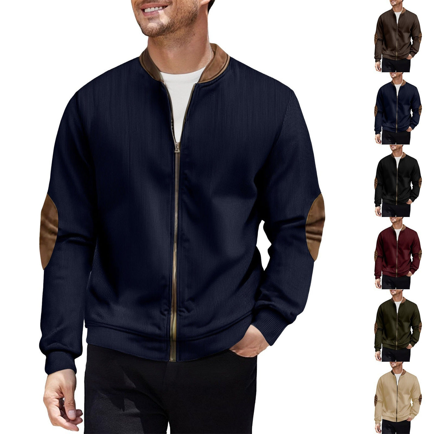 Herren sportliche Bomberjacke mit modernen Lederakzenten Aliams