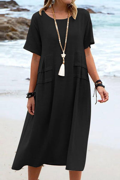 Clara - beiges freizeitkleid mit taschen