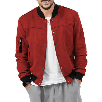 Herren stylische Wildlederjacke mit praktischen Reißverschlusstaschen Aliams