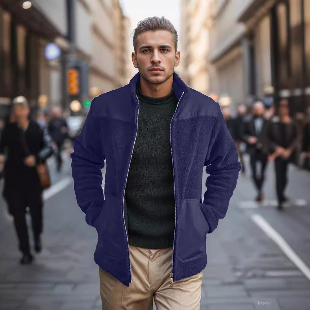 Herren modische Übergangsjacke mit Teddyfell-Futter und praktischen Taschen Aliams