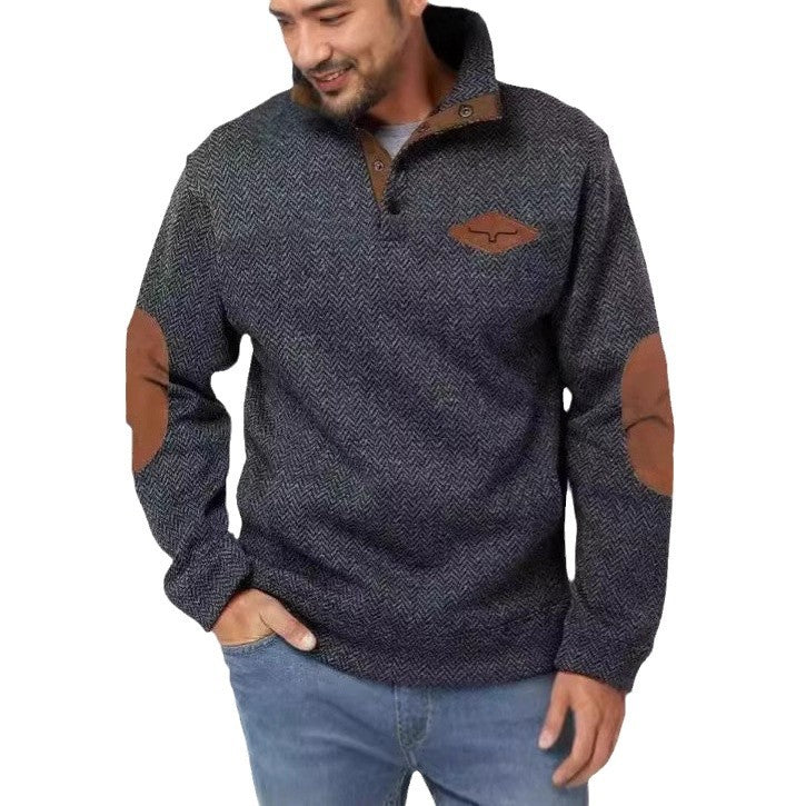 Herren vielseitiger Baumwollpullover mit strukturiertem Kragen Aliams