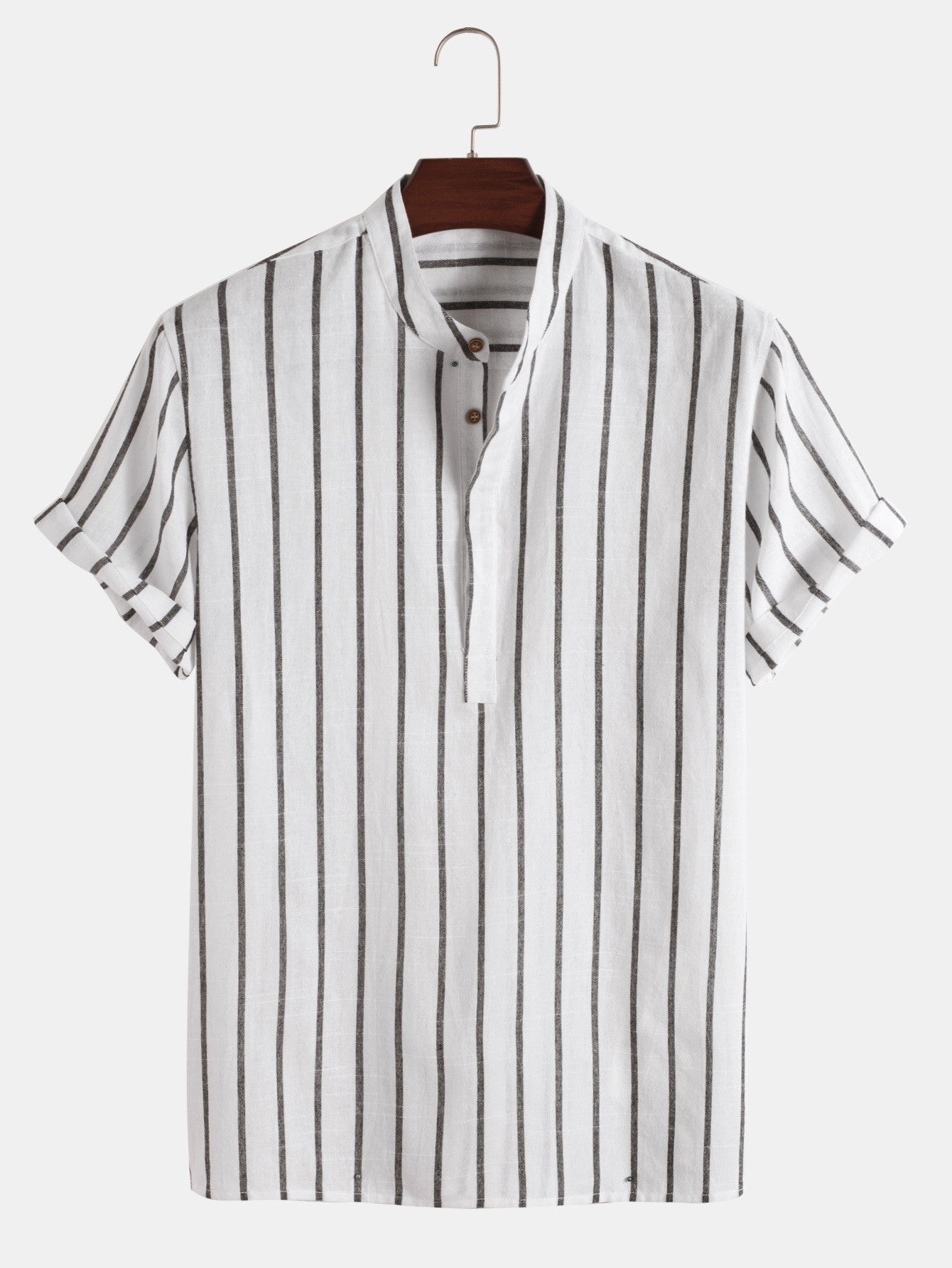 Samuel | Kurzarm-Henley-Sommerhemd mit Streifenmuster