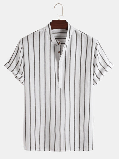 Samuel | Kurzarm-Henley-Sommerhemd mit Streifenmuster