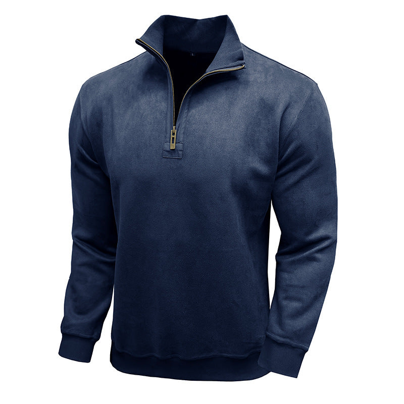 Herren pflegeleichter Fleece-Pullover mit Stehkragen Aliams