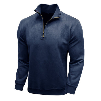 Herren pflegeleichter Fleece-Pullover mit Stehkragen Aliams