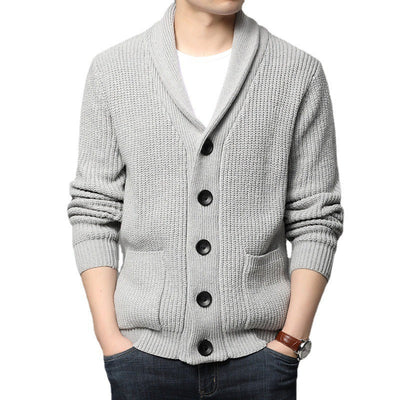 Herren Strickjacke mit hoch geschlossenem Kragen und praktischen Taschen Aliams