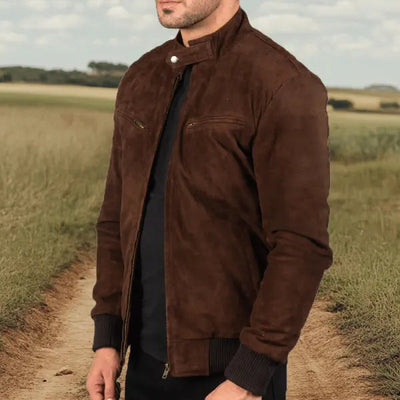 Herren zeitlose Wildlederjacke im modernen Biker-Schneid Aliams