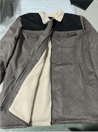 Herren stylische Lammfell-Bomberjacke mit warmem Teddyfell-Futter Aliams