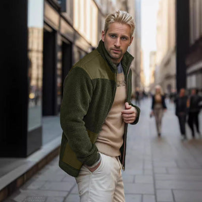 Herren modische Übergangsjacke mit Teddyfell-Futter und praktischen Taschen Aliams
