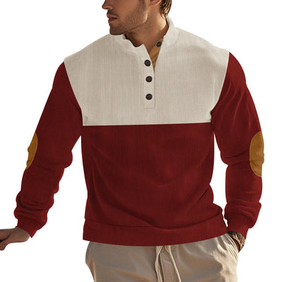Herren modischer Stehkragen-Pullover mit eleganten Knöpfen Aliams