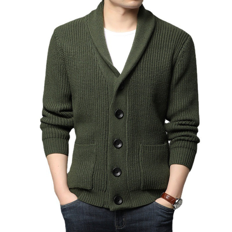 Herren Strickjacke mit hoch geschlossenem Kragen und praktischen Taschen Aliams