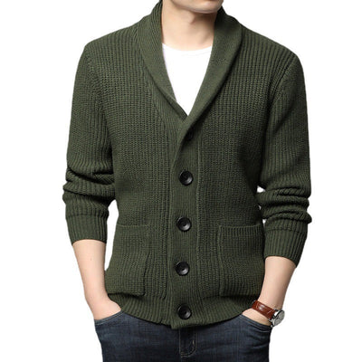 Herren Strickjacke mit hoch geschlossenem Kragen und praktischen Taschen Aliams