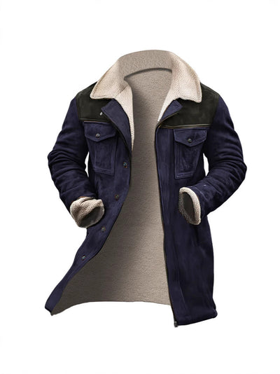 Herren stylische Lammfell-Bomberjacke mit warmem Teddyfell-Futter Aliams