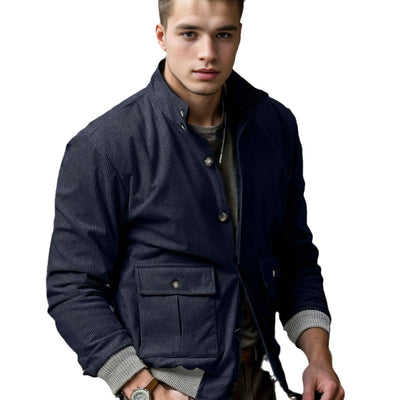Herren modische Utilityjacke mit praktischen Taschen und modernem Stehkragen Aliams