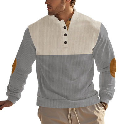 Herren modischer Stehkragen-Pullover mit eleganten Knöpfen Aliams