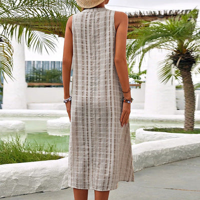 Ella - beiges leinen maxikleid