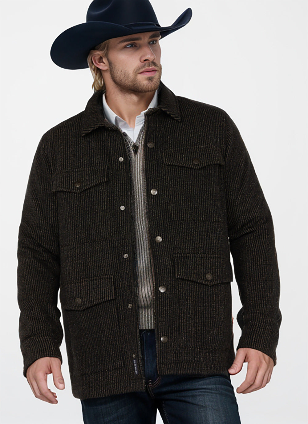 Herren strapazierfähige Utility-Jacke mit zwei großen Taschen Aliams