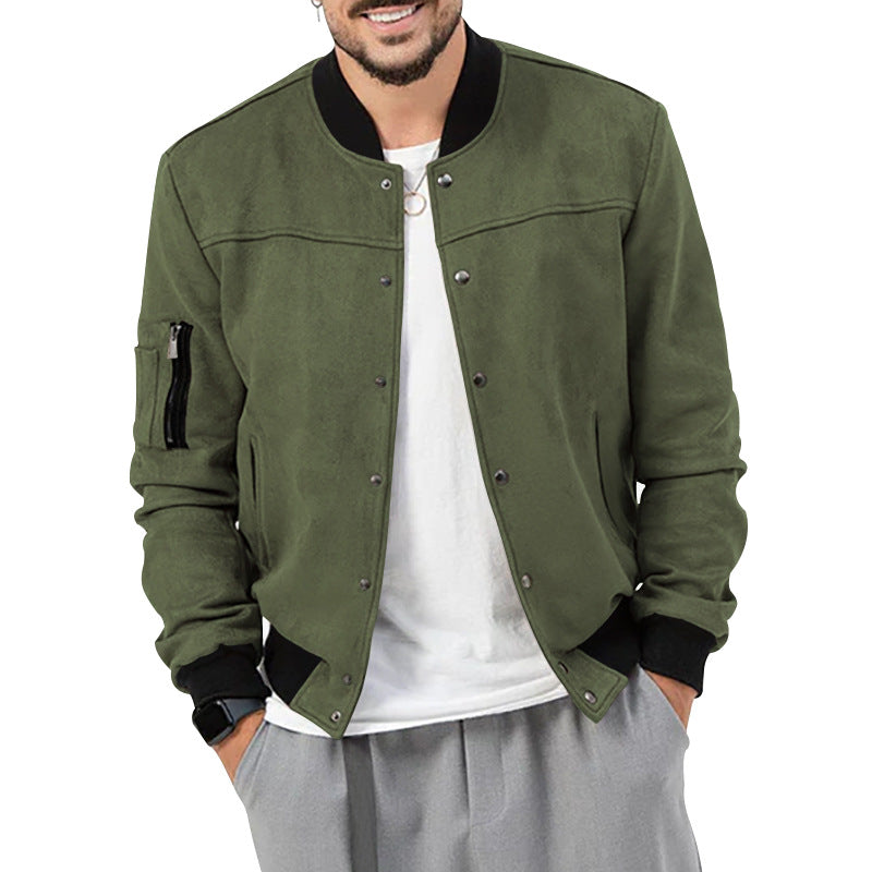 Herren stylische Wildlederjacke mit praktischen Reißverschlusstaschen Aliams