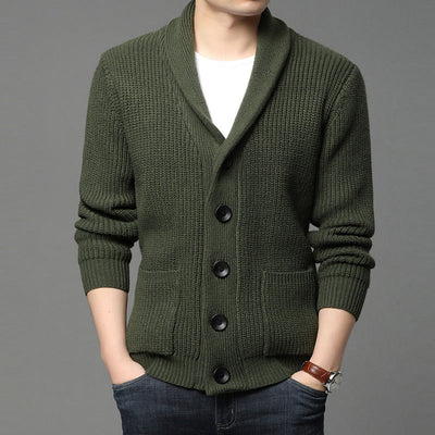 Herren Strickjacke mit hoch geschlossenem Kragen und praktischen Taschen Aliams