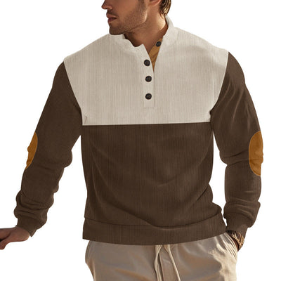 Herren modischer Stehkragen-Pullover mit eleganten Knöpfen Aliams
