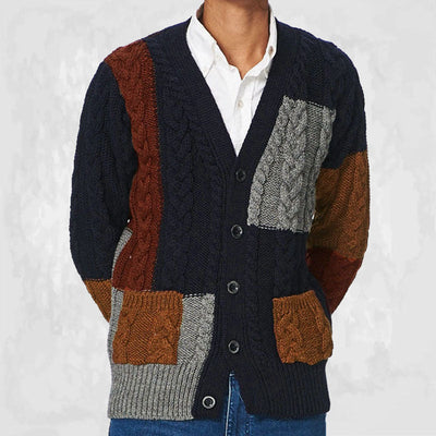 Herren Strickjacke mit Mehrfarbenmuster und praktischen Taschen Aliams