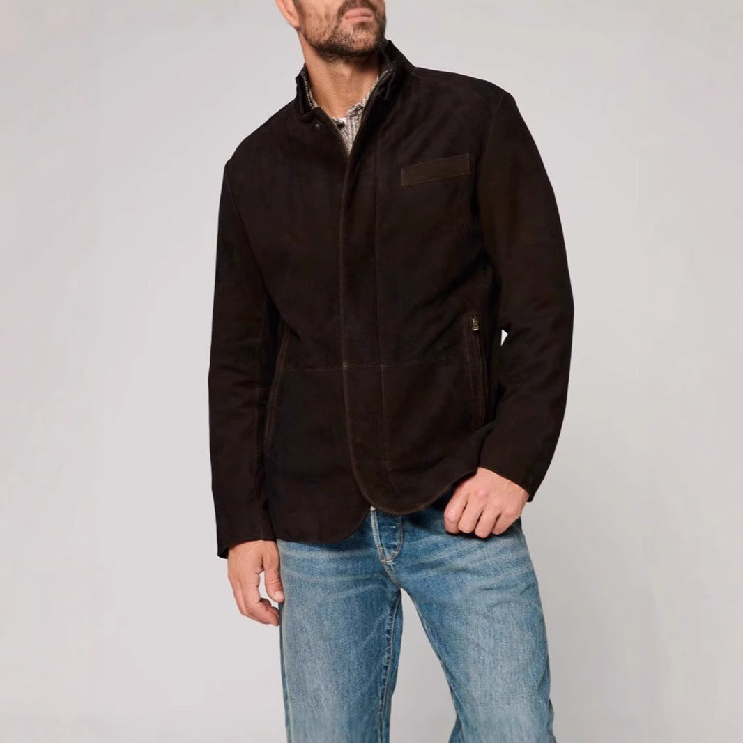 Herren Wildlederjacke mit modernem Schnitt und praktischen Taschen Aliams