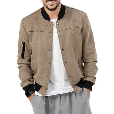 Herren stylische Wildlederjacke mit praktischen Reißverschlusstaschen Aliams