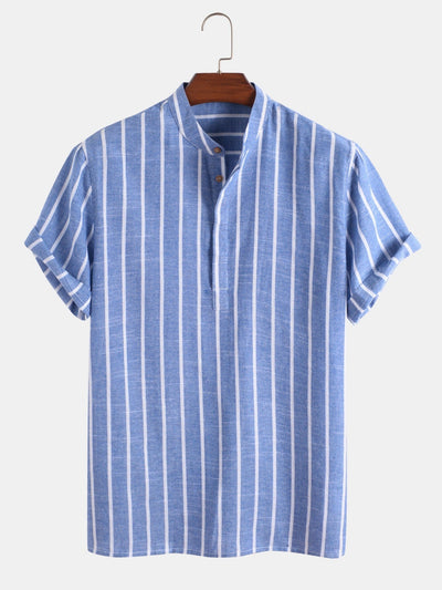 Samuel | Kurzarm-Henley-Sommerhemd mit Streifenmuster