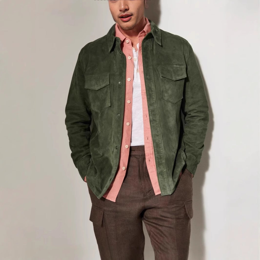 Herren Wildlederjacke mit stilvollen Pattentaschen Aliams