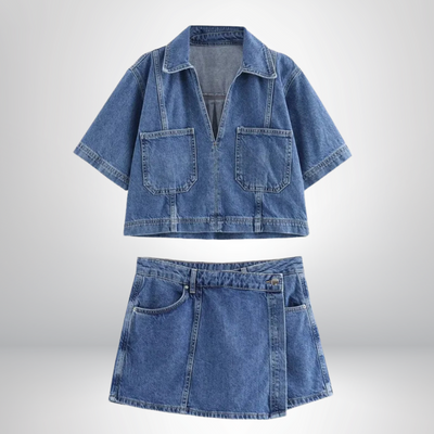Jadwiga – Denim-Set mit V-Ausschnitt