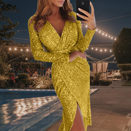 Schlankes glitzerkleid für frauen