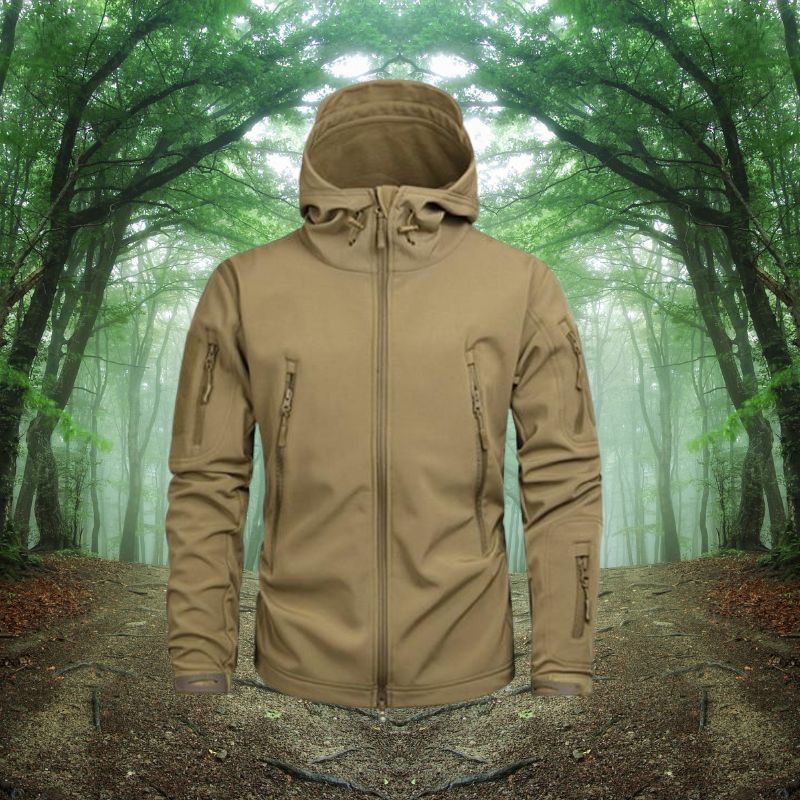 Outdoor-Jacke – Wasserdichte Windjacke mit Kapuze und Fleecefutter für Herren