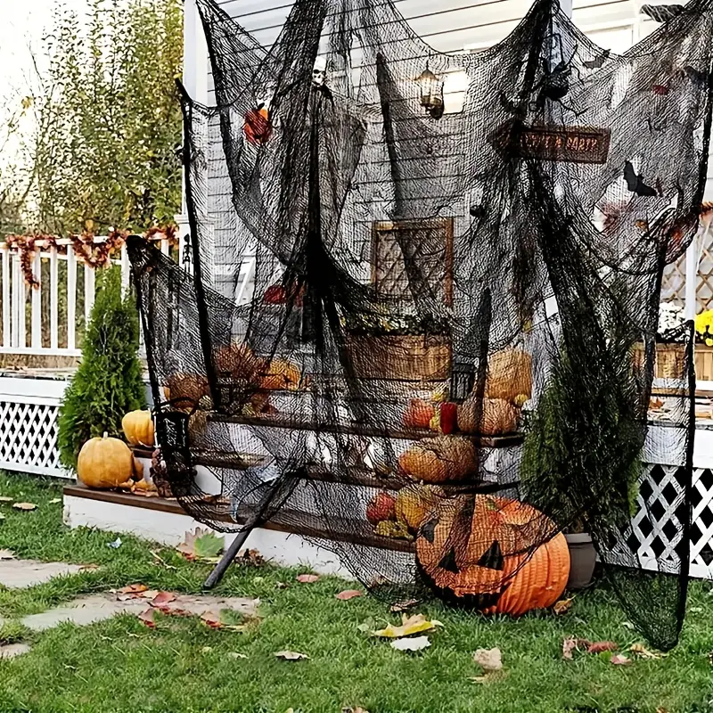 PhantomWeb Halloween Spinnennetz – Schwarzes Polyester für Innen & Außen