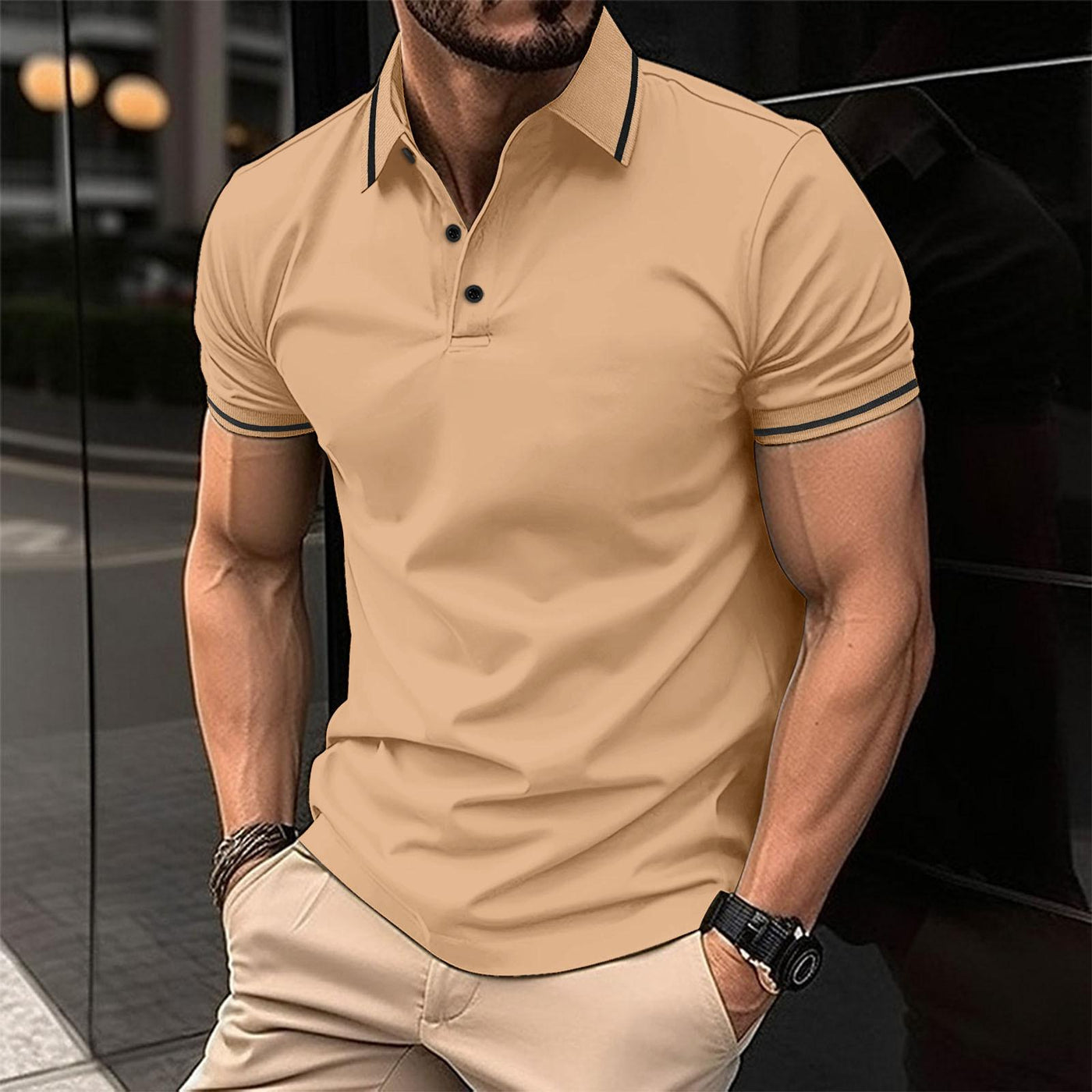 Polo-Shirt – Herren-Polohemd mit Knöpfen, Kragen und kurzen Ärmeln
