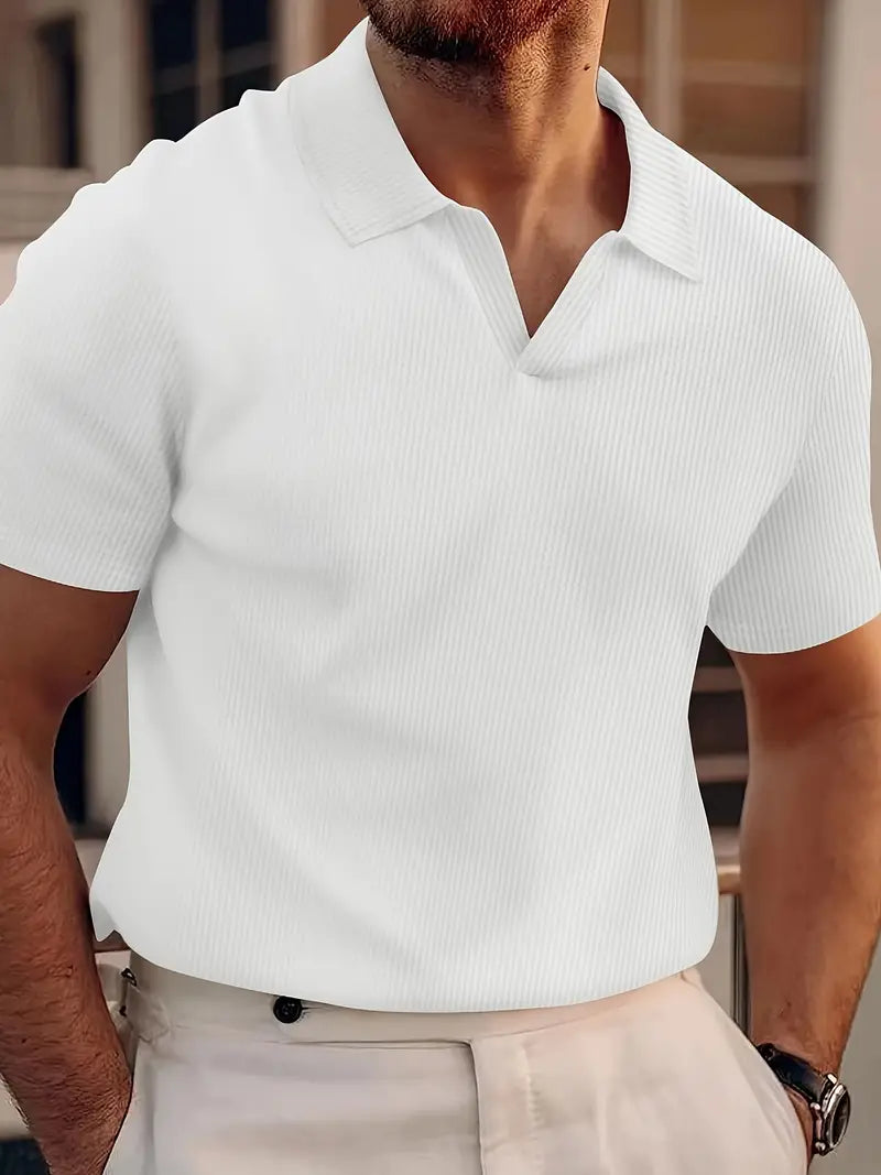 Polo-Shirt – Herren-Polohemd mit Kragen, V-Ausschnitt und kurzen Ärmeln