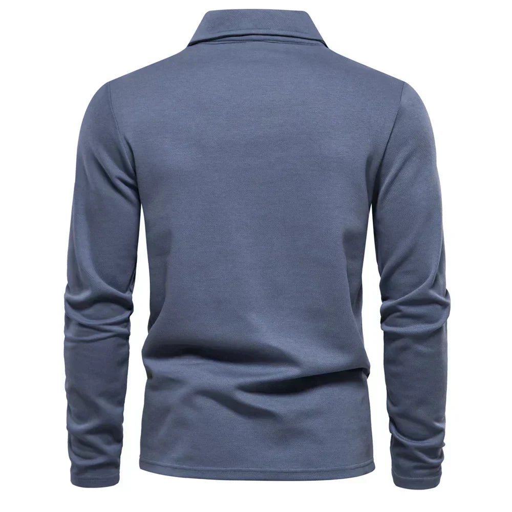 Polo-Sweatshirt | Umlegekragen | Normale Passform | Langarm-Poloshirts | Herrenbekleidung