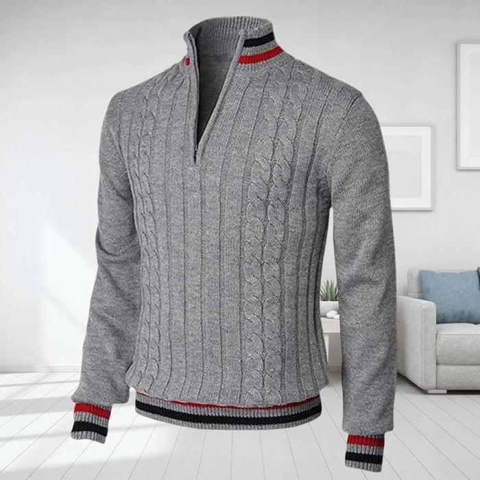 Polo-Sweatshirt – gestrickt – V-Ausschnitt – mit halbem Reißverschluss – Winterkleidung für Herren